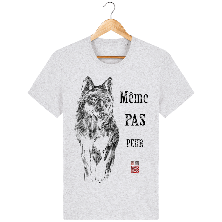 T-shirt en coton bio «Loup : même pas peur» pour Homme, à col rond - Collection Daography