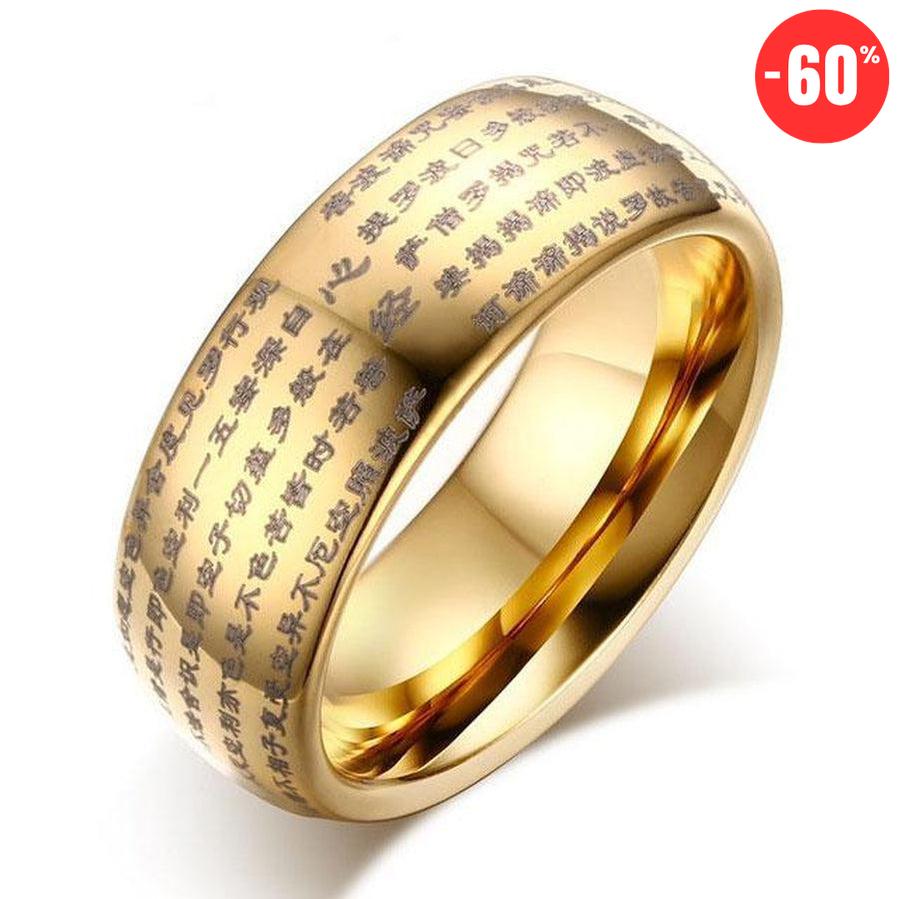 Bague de protection «mantra taoiste» en titane