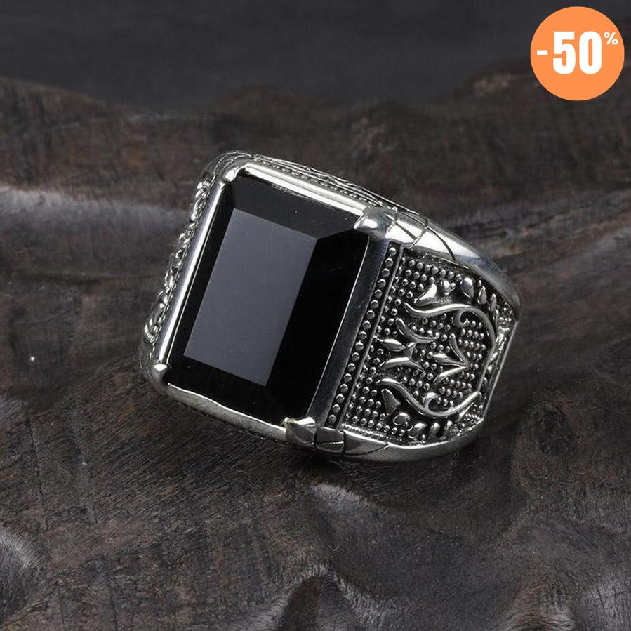 Bague en Argent 925 et Obsidienne