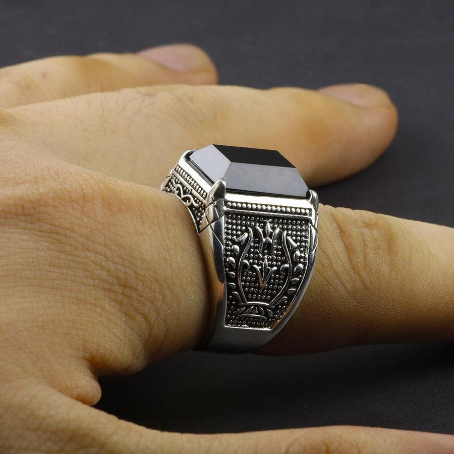 Bague en Argent 925 et Obsidienne