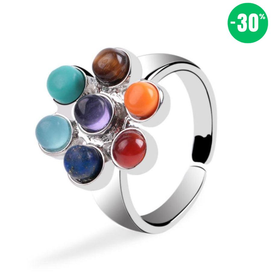 Bague fleur de vie des 7 chakras