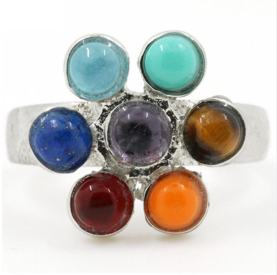 Bague fleur de vie des 7 chakras