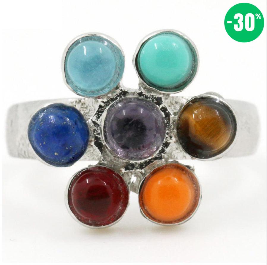Bague fleur de vie des 7 chakras