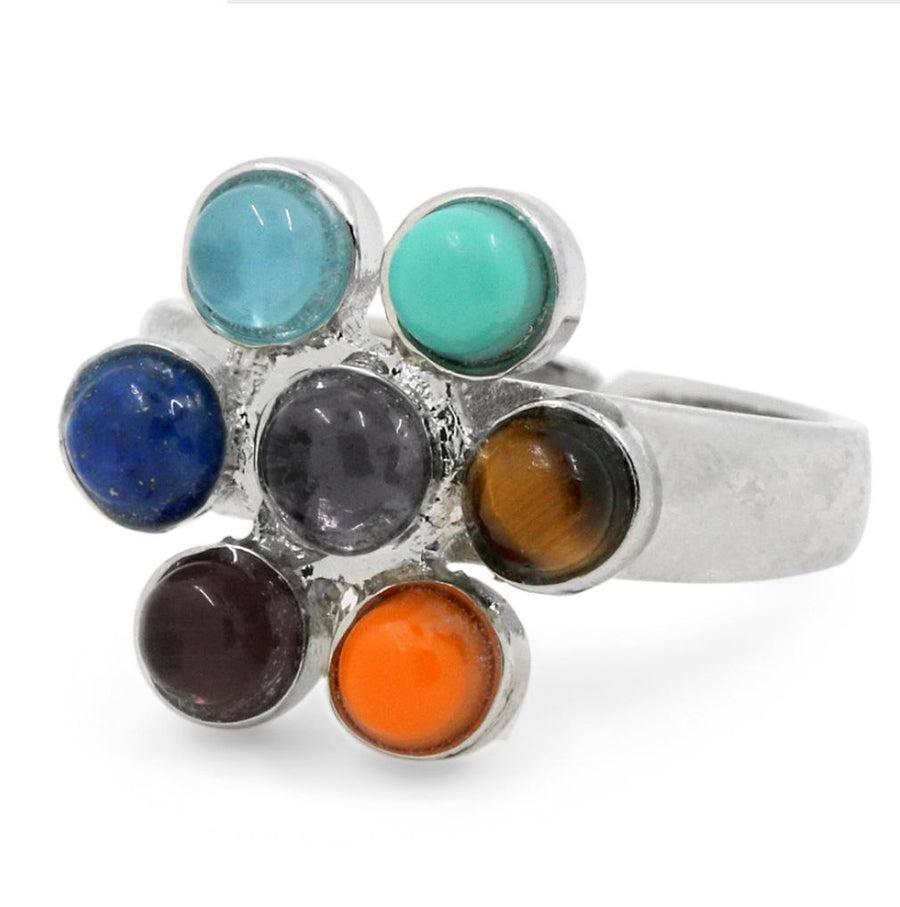 Bague fleur de vie des 7 chakras