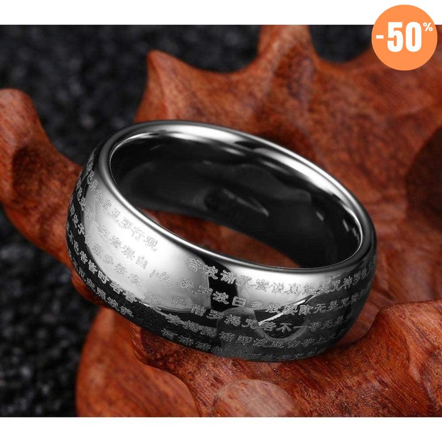 Bague gravée de textes bouddhistes