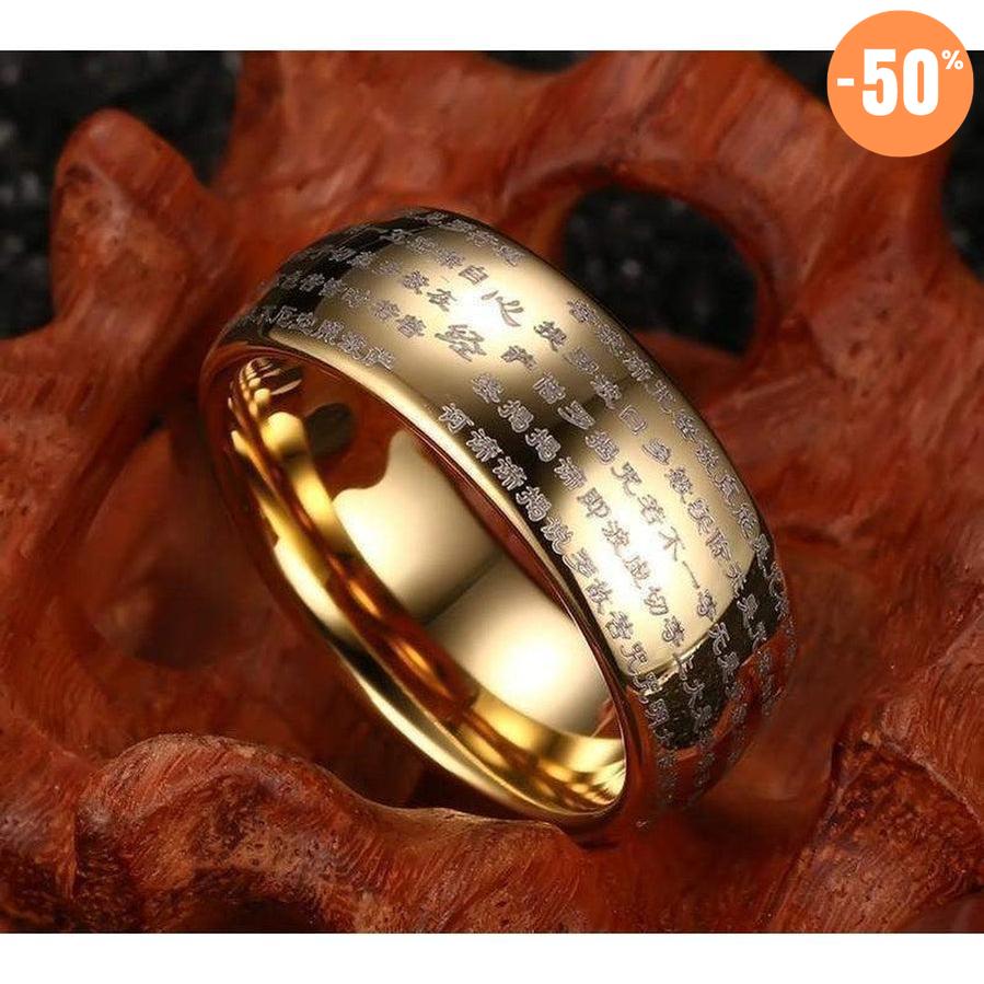 Bague gravée de textes bouddhistes