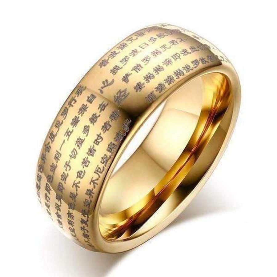 Bague gravée de textes bouddhistes