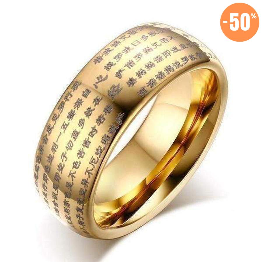 Bague gravée de textes bouddhistes