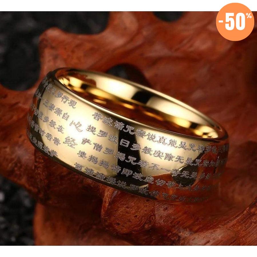 Bague gravée de textes bouddhistes