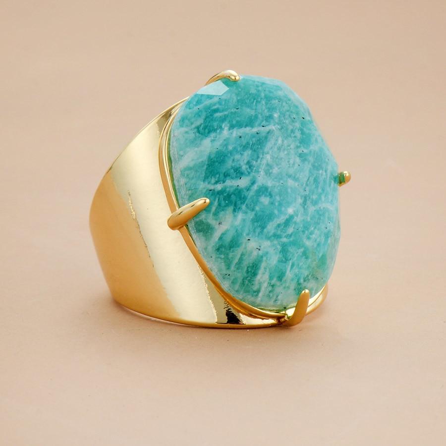 Bague «Joie de vivre» cabochon en Amazonite