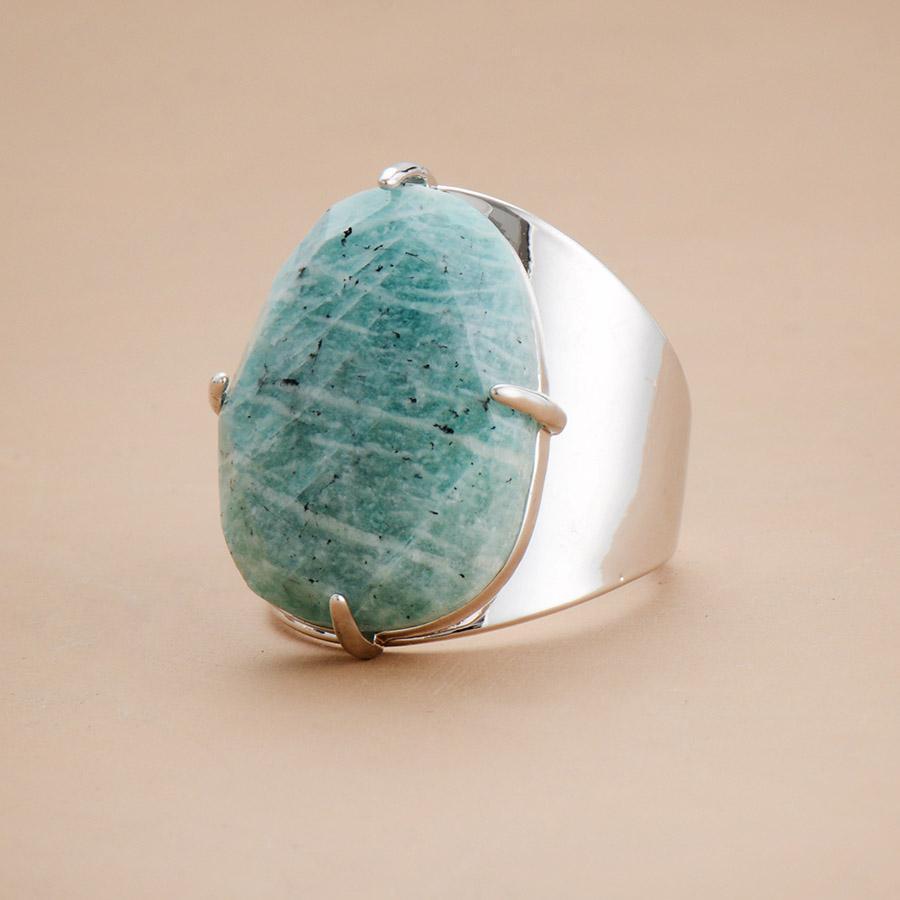 Bague «Joie de vivre» cabochon en Amazonite