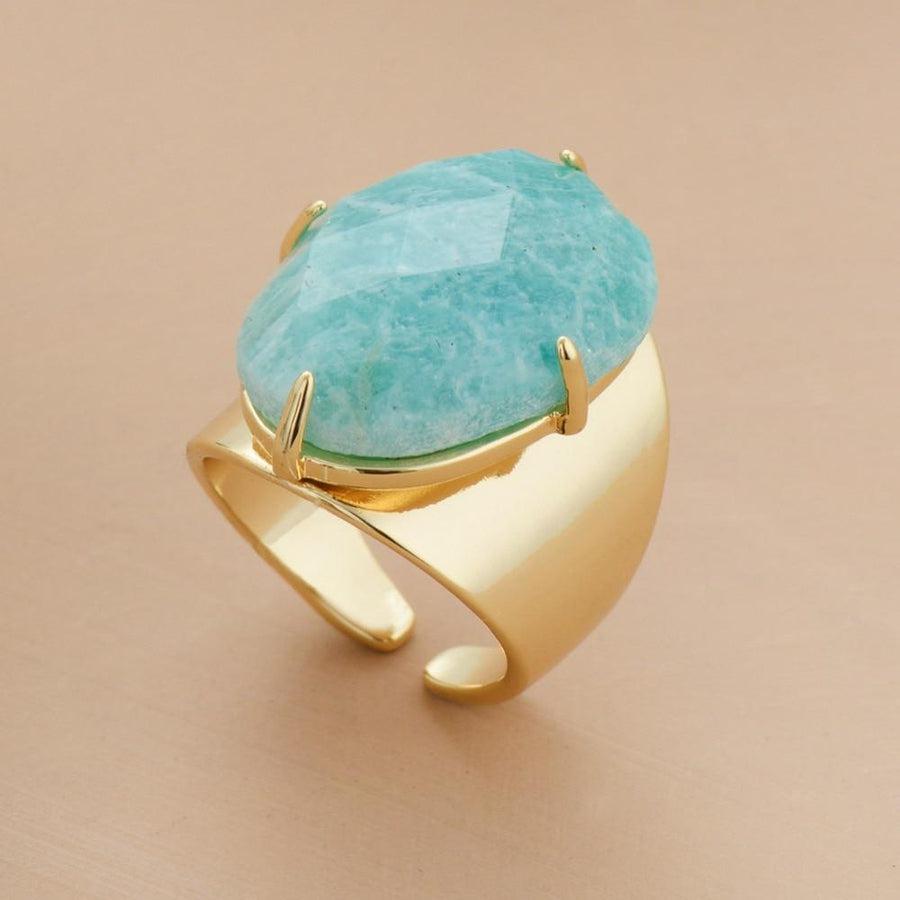 Bague «Joie de vivre» cabochon en Amazonite