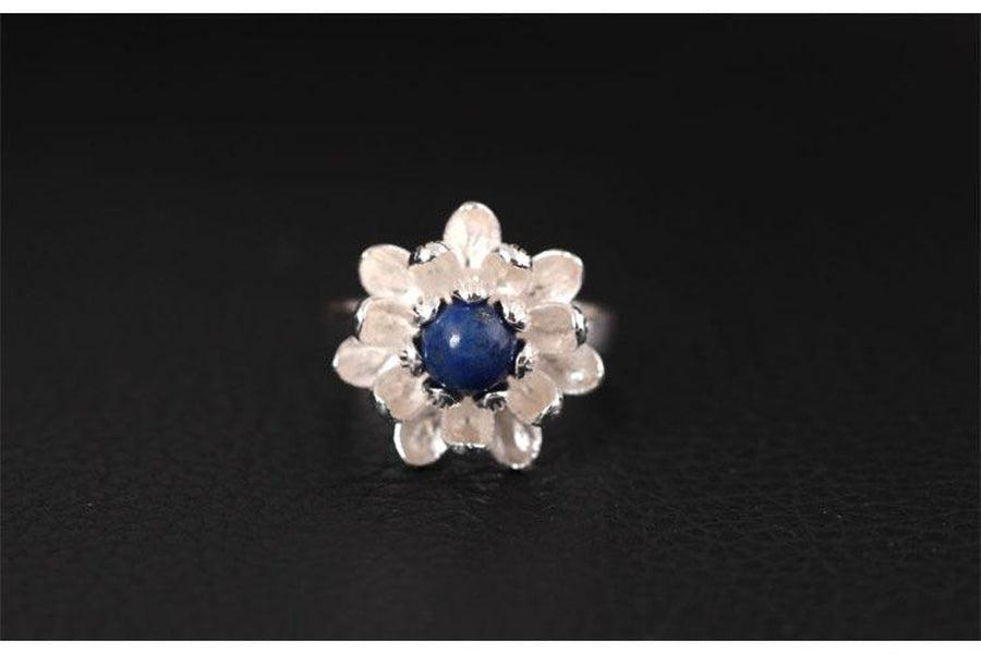 Bague Lotus et Lapis Lazuli en Argent 925