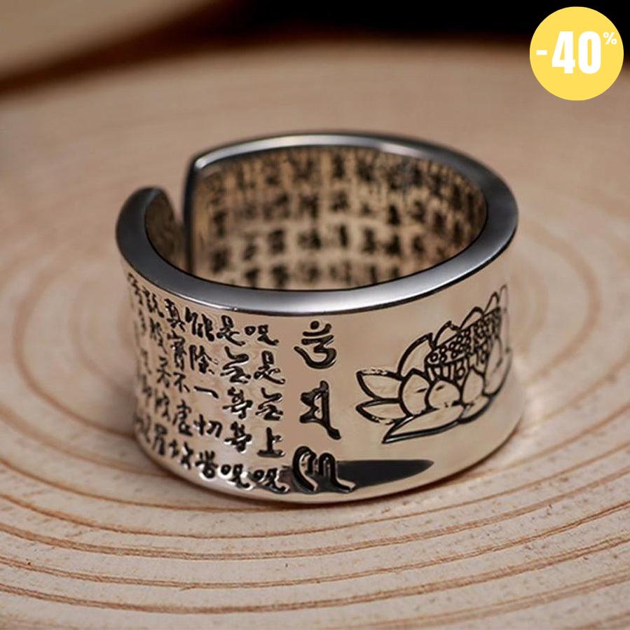 Bague Sutra du Lotus en argent 999