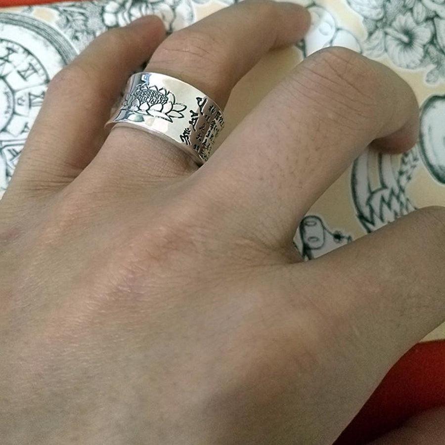 Bague Sutra du Lotus en argent 999