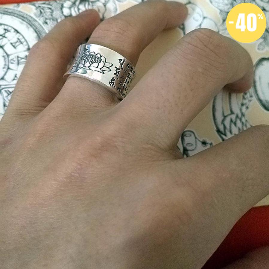 Bague Sutra du Lotus en argent 999