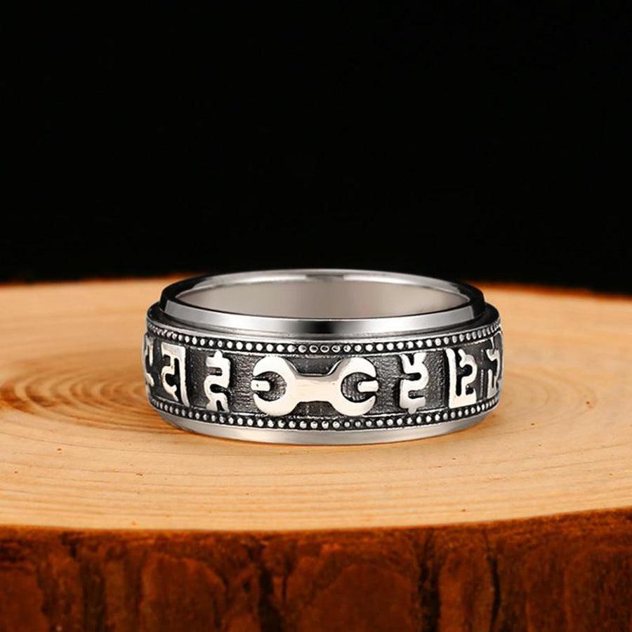 Bague tournante tibetaine mantra «Om Mani Padme Hum»