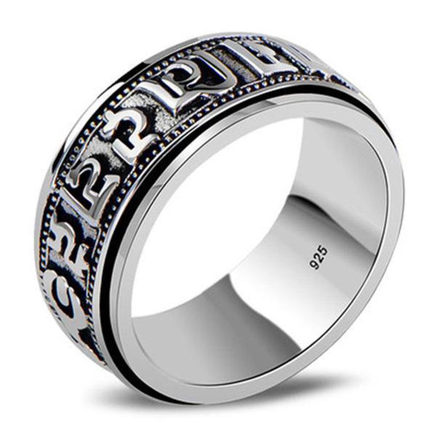 Bague tournante tibetaine mantra «Om Mani Padme Hum»