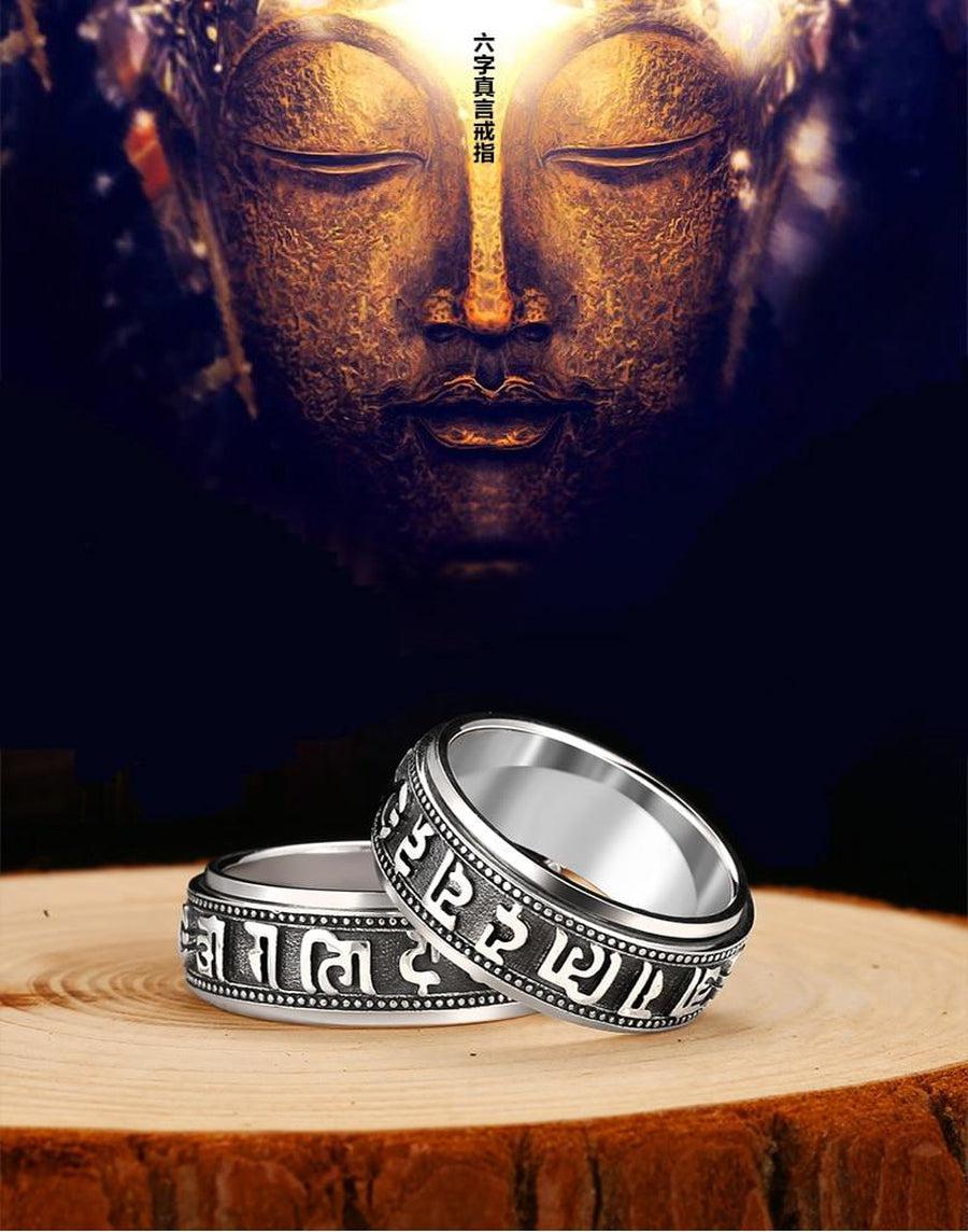 Bague tournante tibetaine mantra «Om Mani Padme Hum»