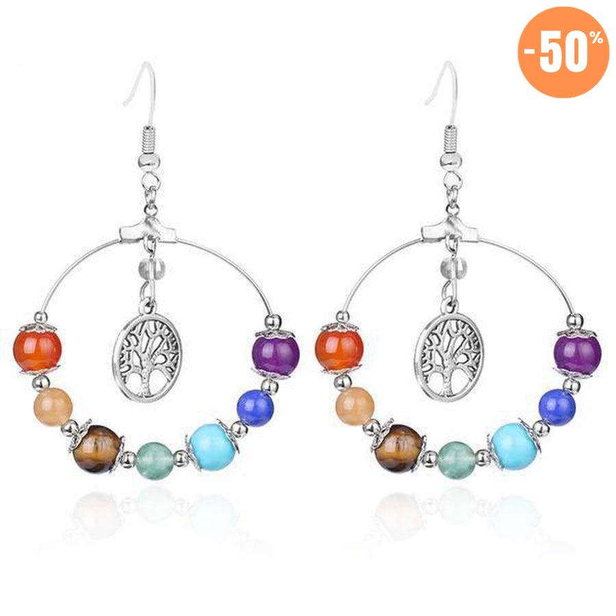 Boucles d'oreilles «arbre de vie et 7 Chakras»