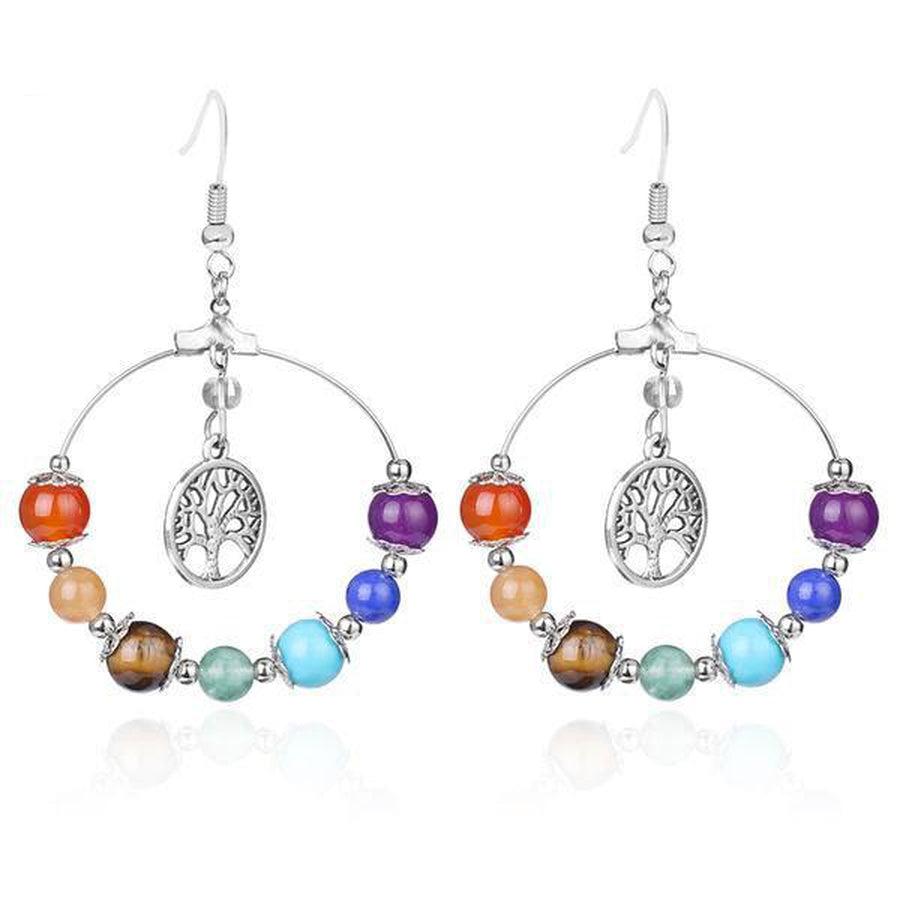 Boucles d'oreilles «arbre de vie et 7 Chakras»