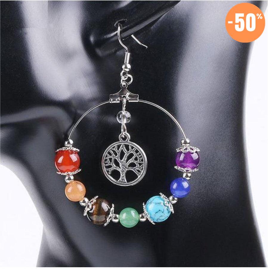 Boucles d'oreilles «arbre de vie et 7 Chakras»