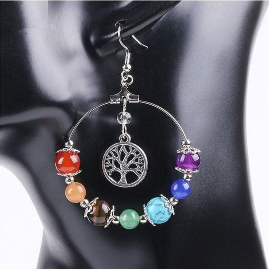 Boucles d'oreilles «arbre de vie et 7 Chakras»