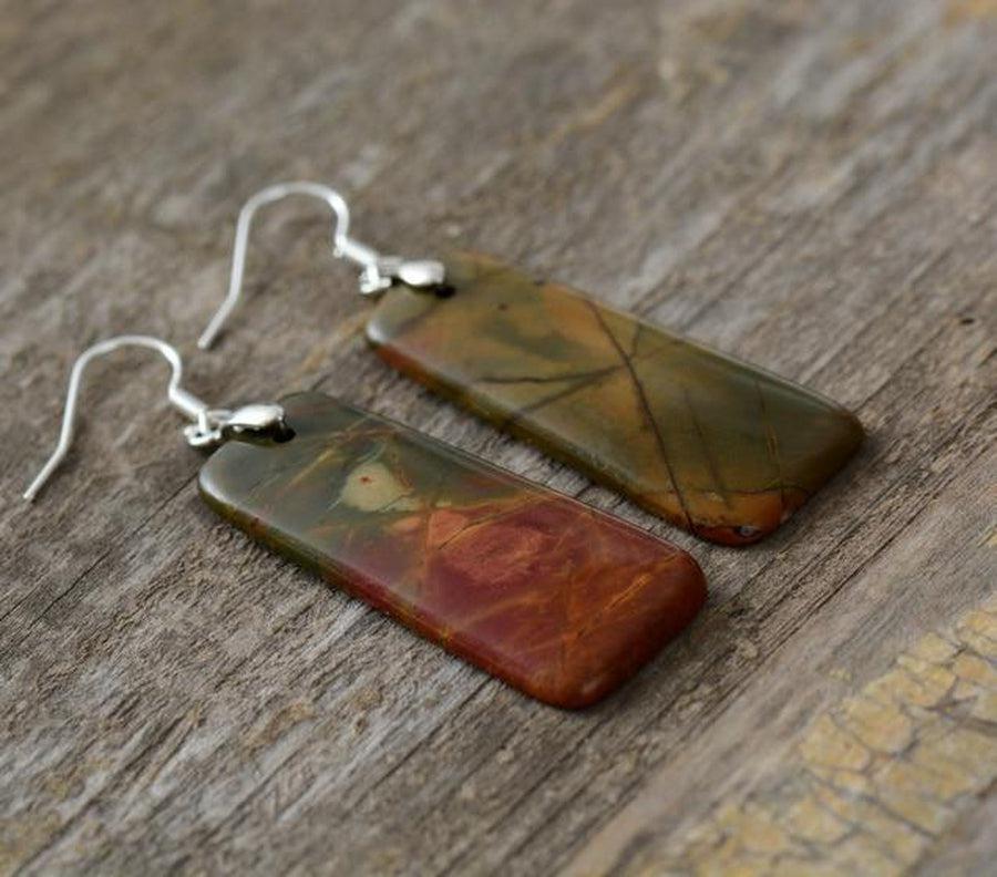Boucles d’oreilles en Jaspe Picasso veiné