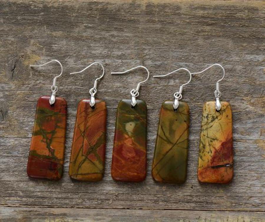 Boucles d’oreilles en Jaspe Picasso veiné