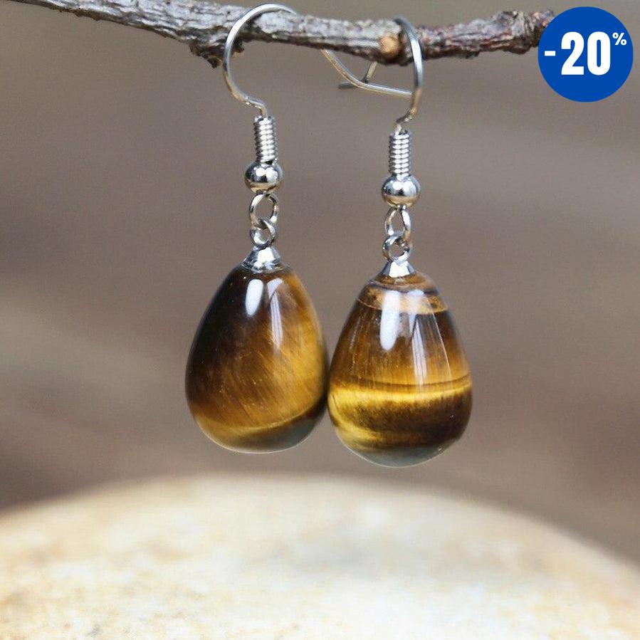 Boucles d’oreilles goutte d’eau en Œil de tigre