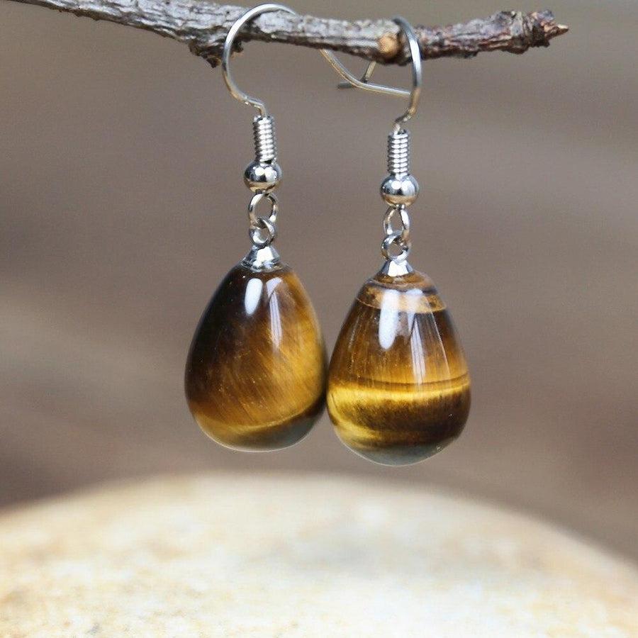 Boucles d’oreilles goutte d’eau en Œil de tigre