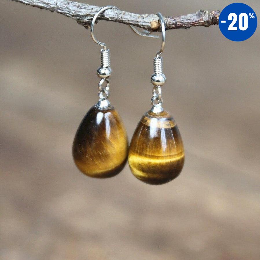 Boucles d’oreilles goutte d’eau en Œil de tigre