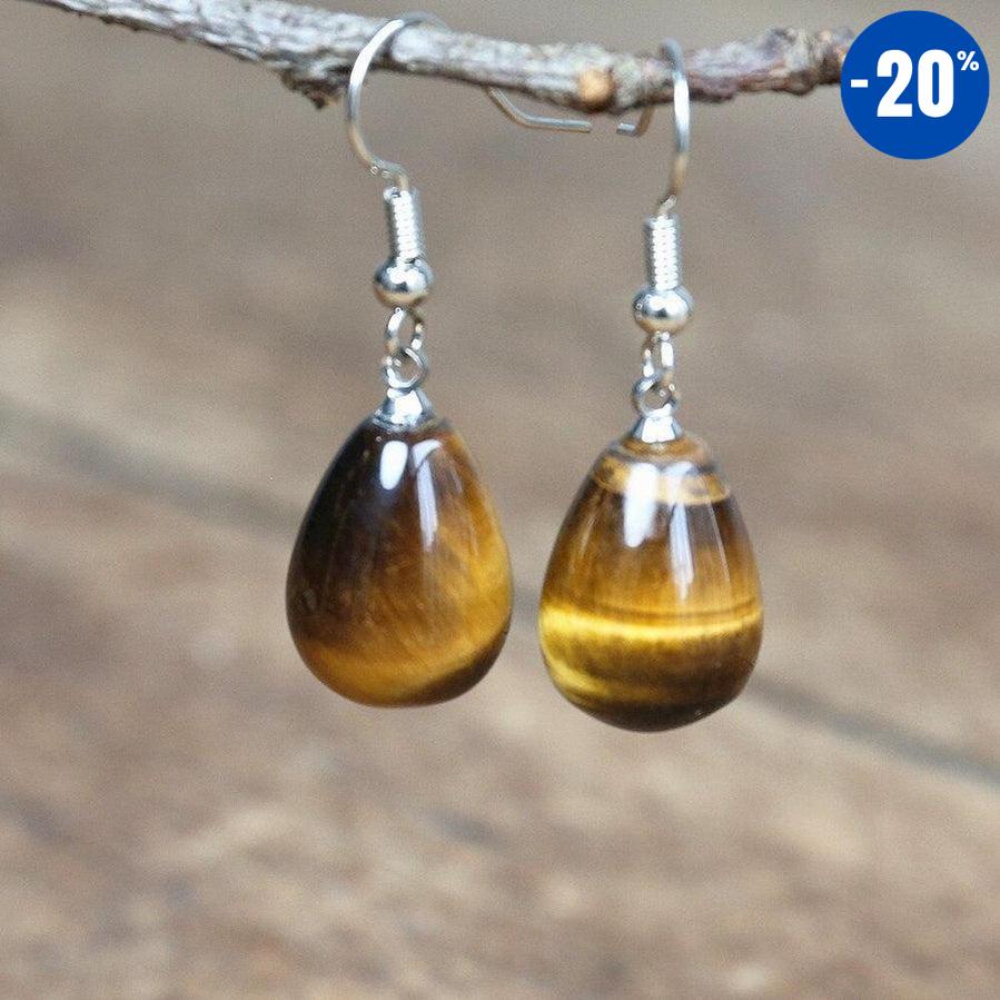 Boucles d’oreilles goutte d’eau en Œil de tigre