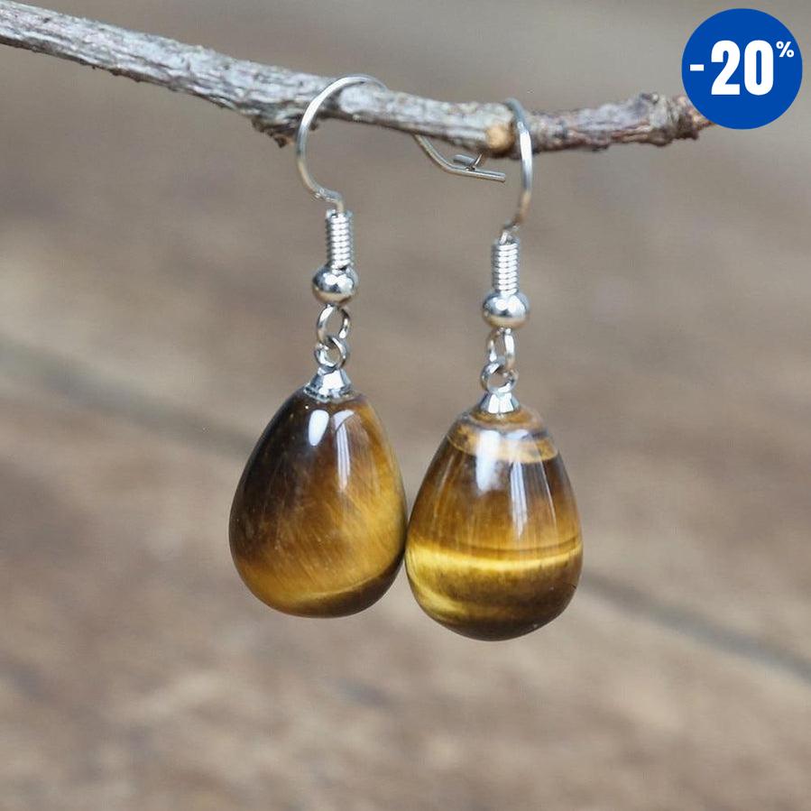 Boucles d’oreilles goutte d’eau en Œil de tigre