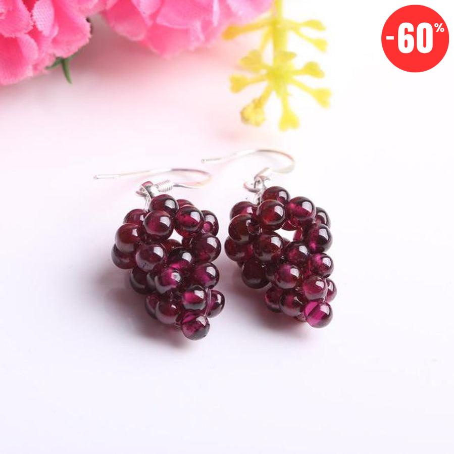 Boucles d’oreilles grappe de raisin en grenat