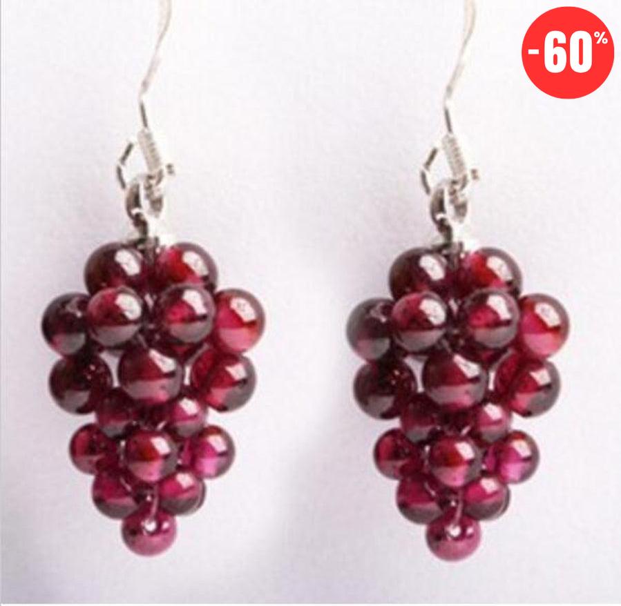 Boucles d’oreilles grappe de raisin en grenat