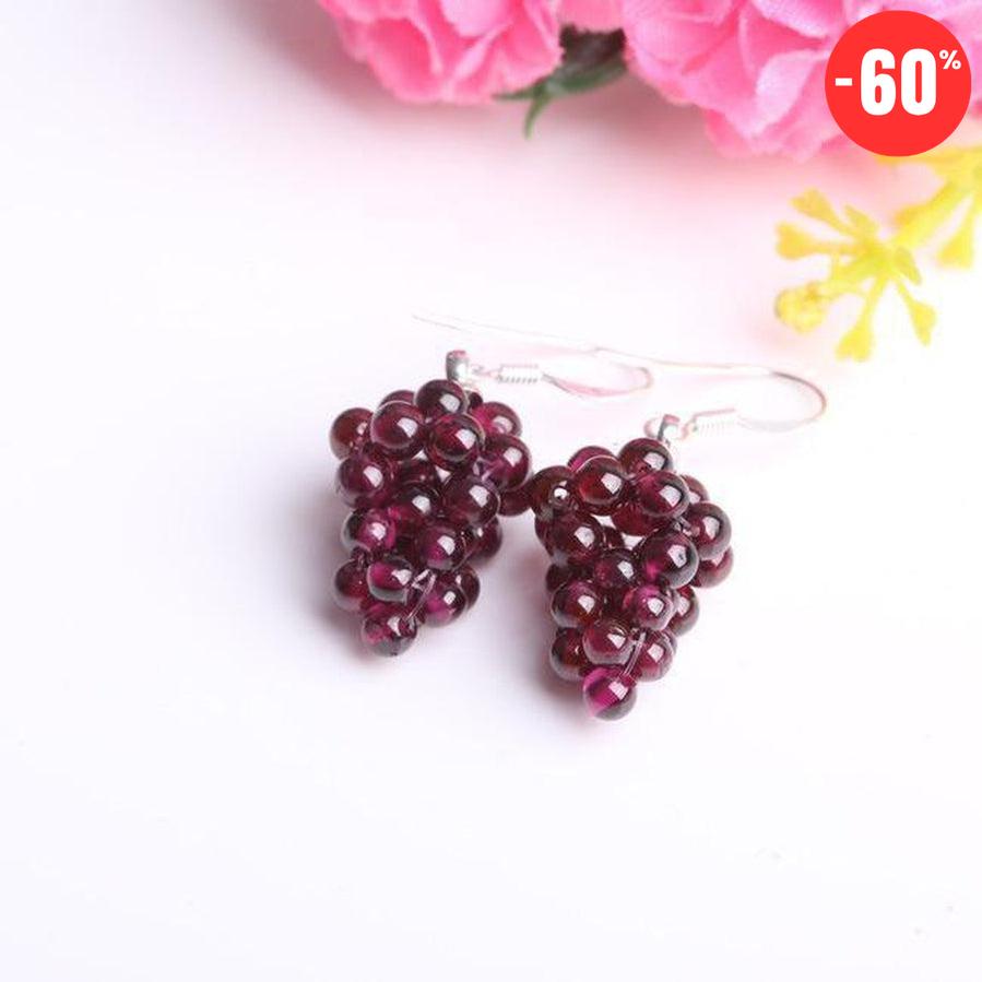 Boucles d’oreilles grappe de raisin en grenat