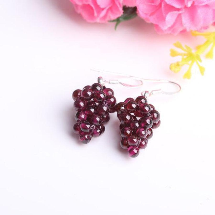 Boucles d’oreilles grappe de raisin en grenat