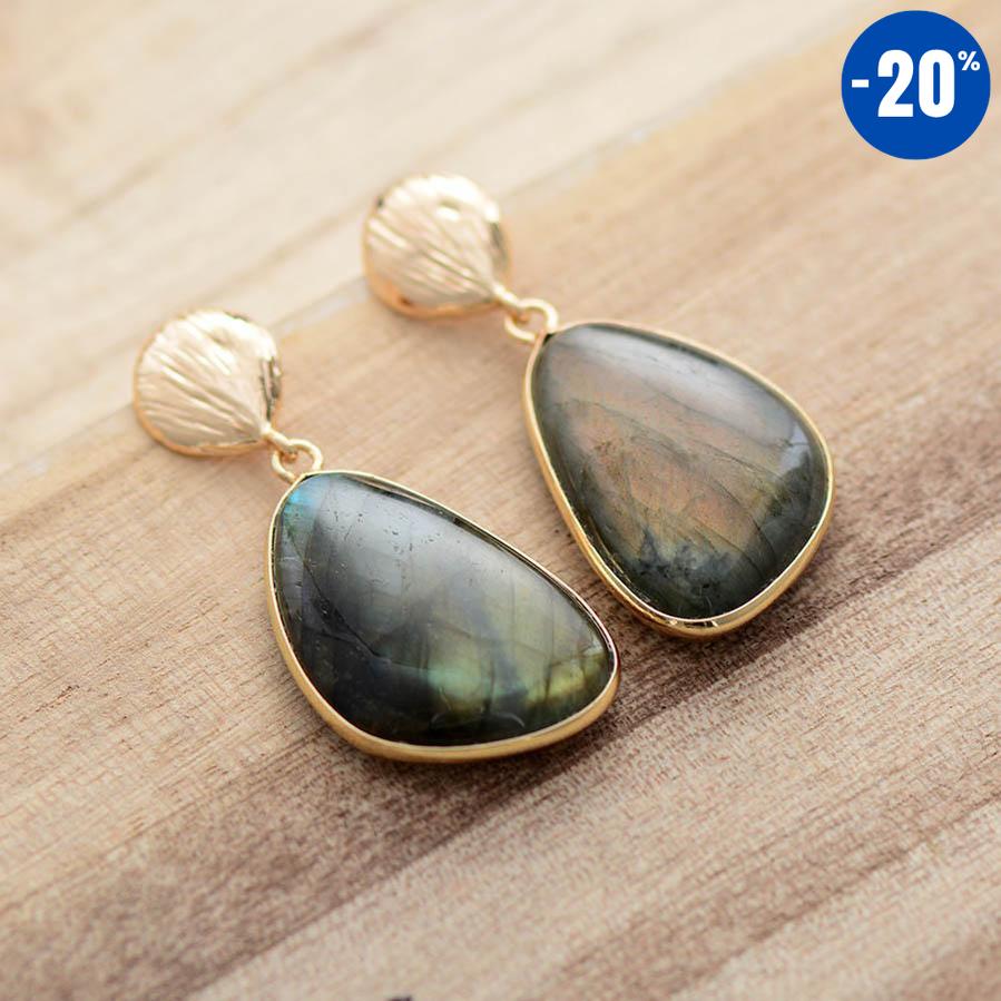 Boucles d’oreilles larme en Labradorite