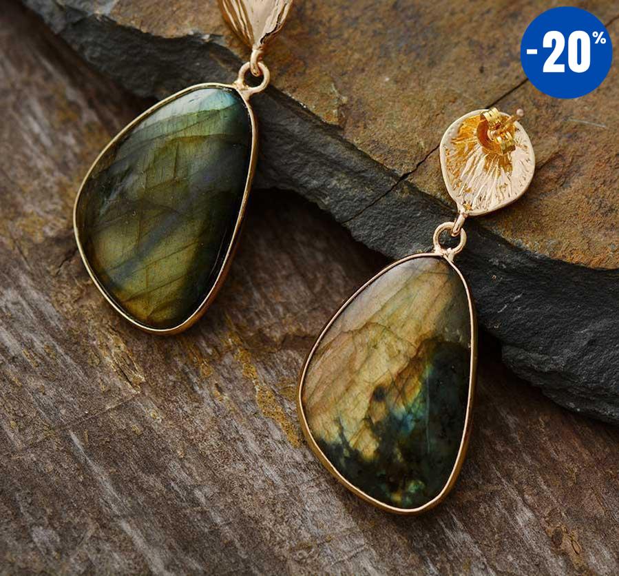 Boucles d’oreilles larme en Labradorite