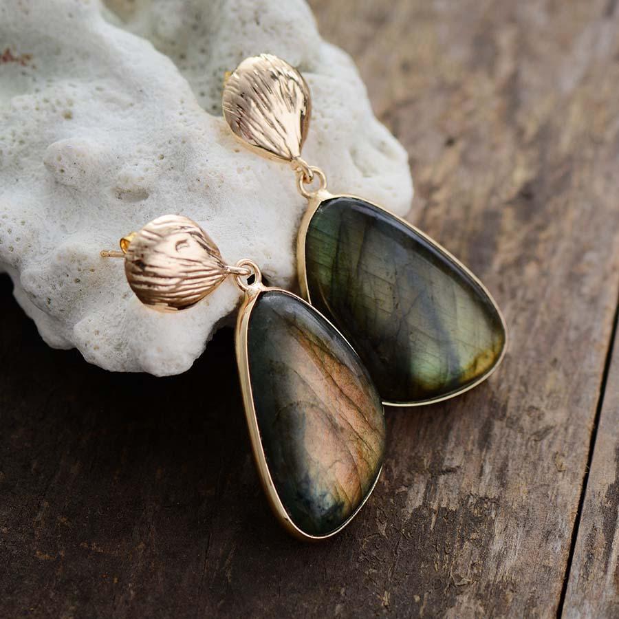 Boucles d’oreilles larme en Labradorite
