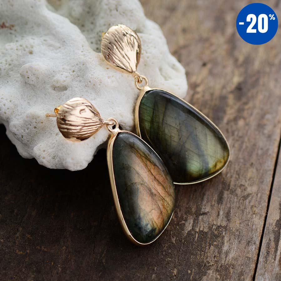 Boucles d’oreilles larme en Labradorite