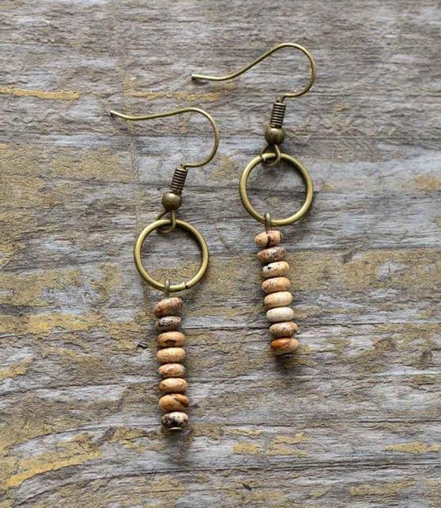 Boucles d'oreilles «renaissance» en Jaspe