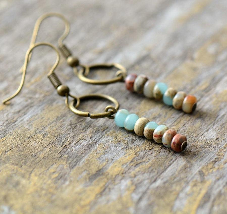 Boucles d'oreilles «renforcement et immunité» en Jasper royal