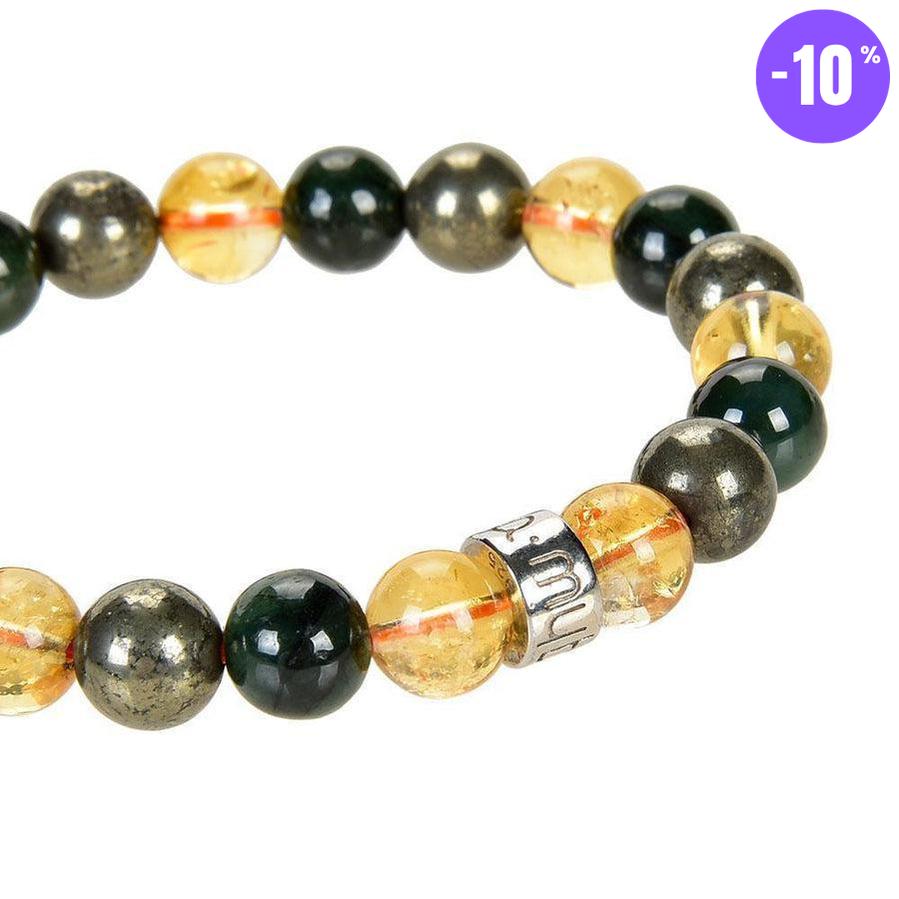 Bracelet « Abondance & Prospérité » en Citrine, Pyrite et Jade