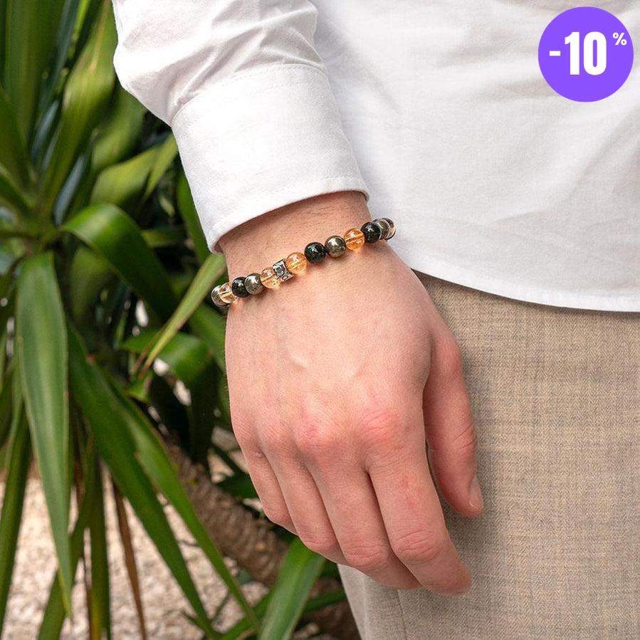 Bracelet « Abondance & Prospérité » en Citrine, Pyrite et Jade