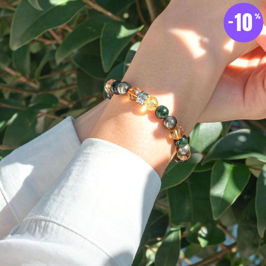 Bracelet « Abondance & Prospérité » en Citrine, Pyrite et Jade