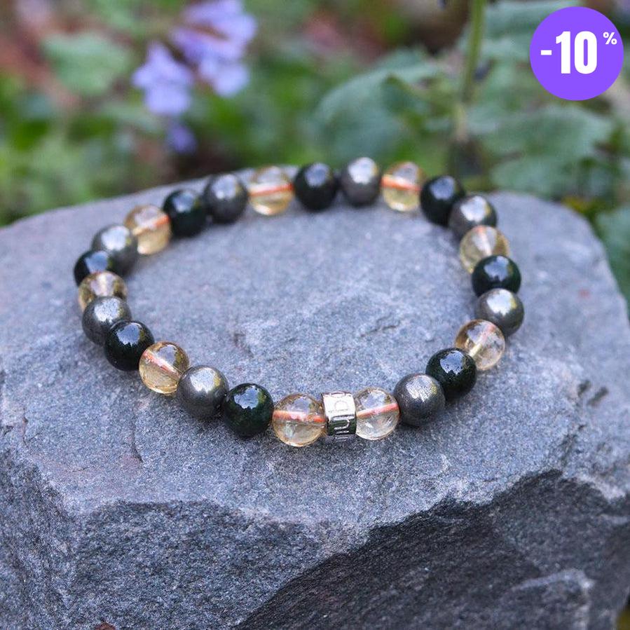 Bracelet « Abondance & Prospérité » en Citrine, Pyrite et Jade