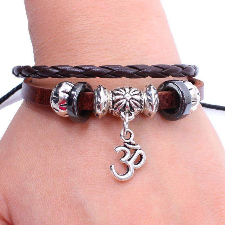 Bracelet ajustable en cuir AUM
