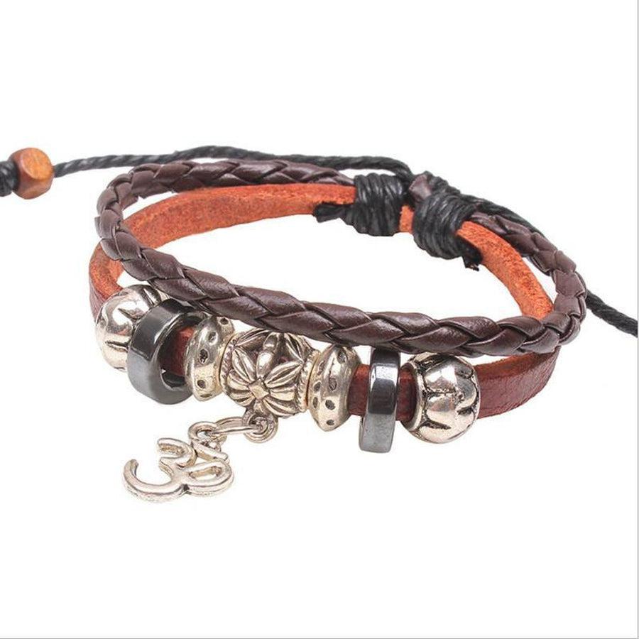 Bracelet ajustable en cuir AUM